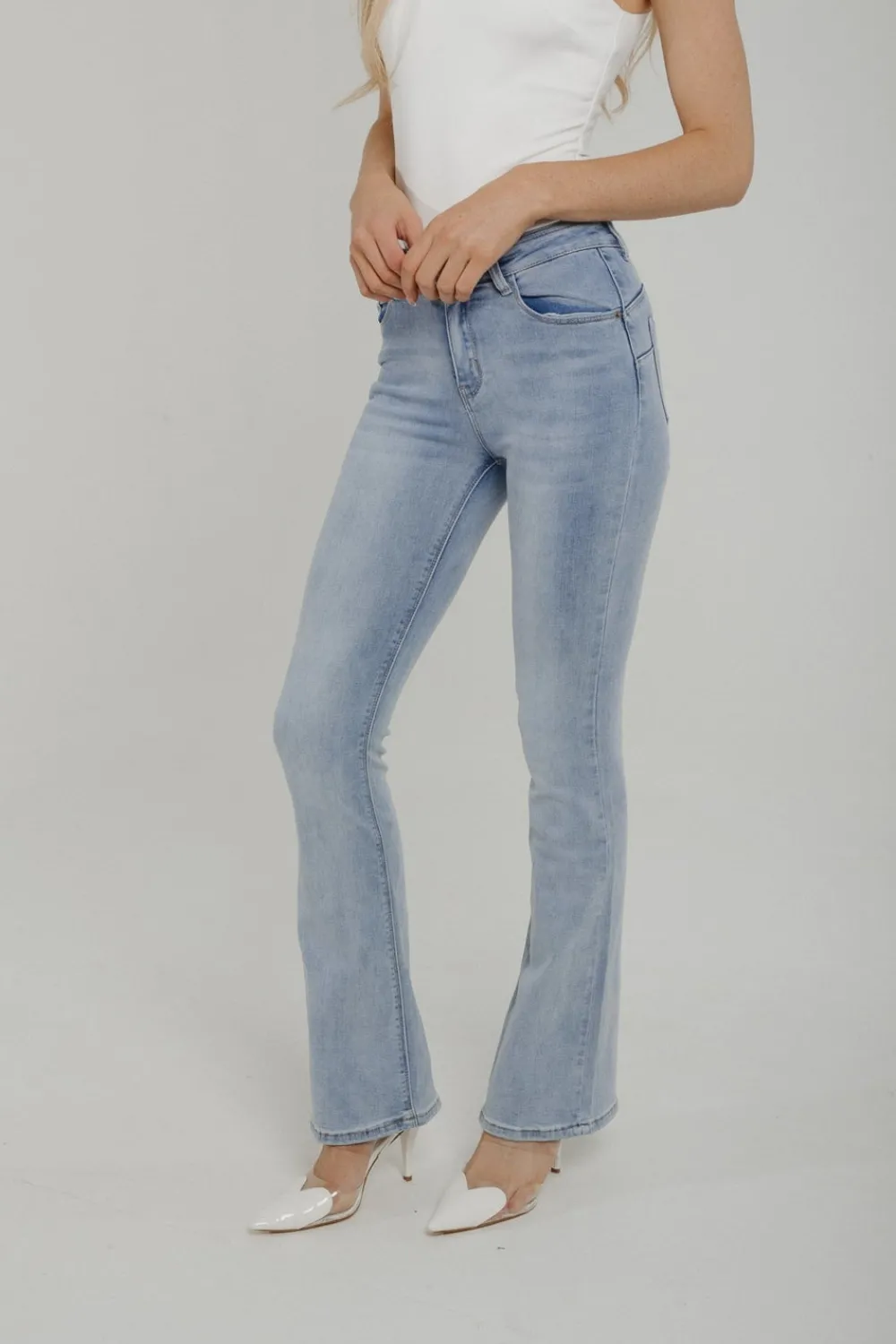 The Walk in Wardrobe Wide Leg Jeans>Summer Flared Jeans In Light Wash