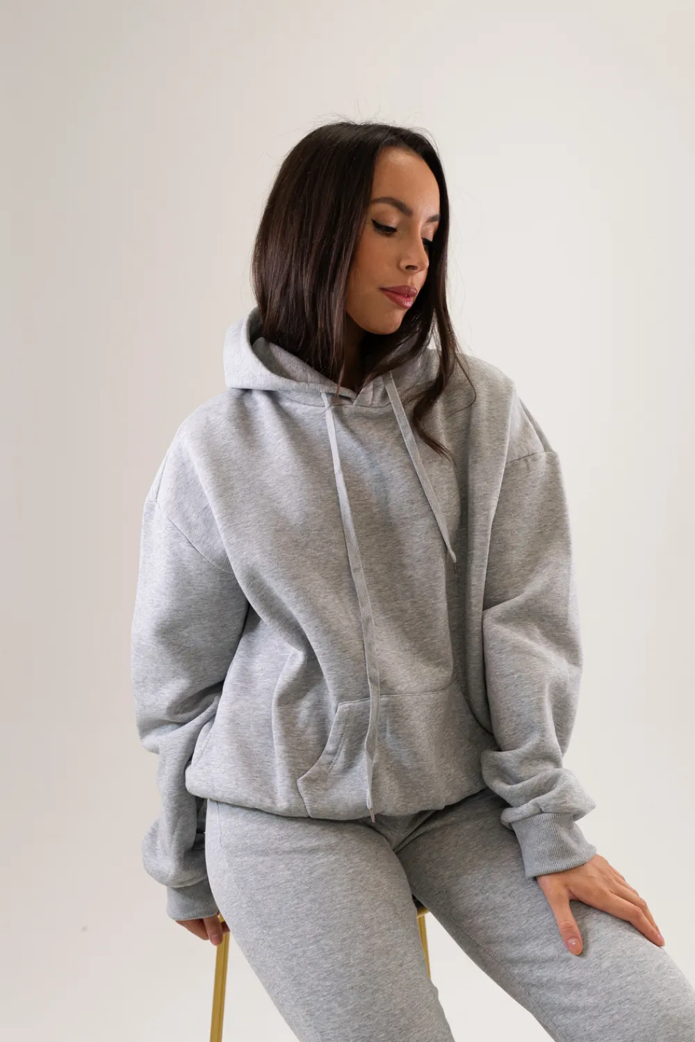 The Walk in Wardrobe Hoodies & Sweatshirts>Taylor Drawstring Hoodie In Light Grey