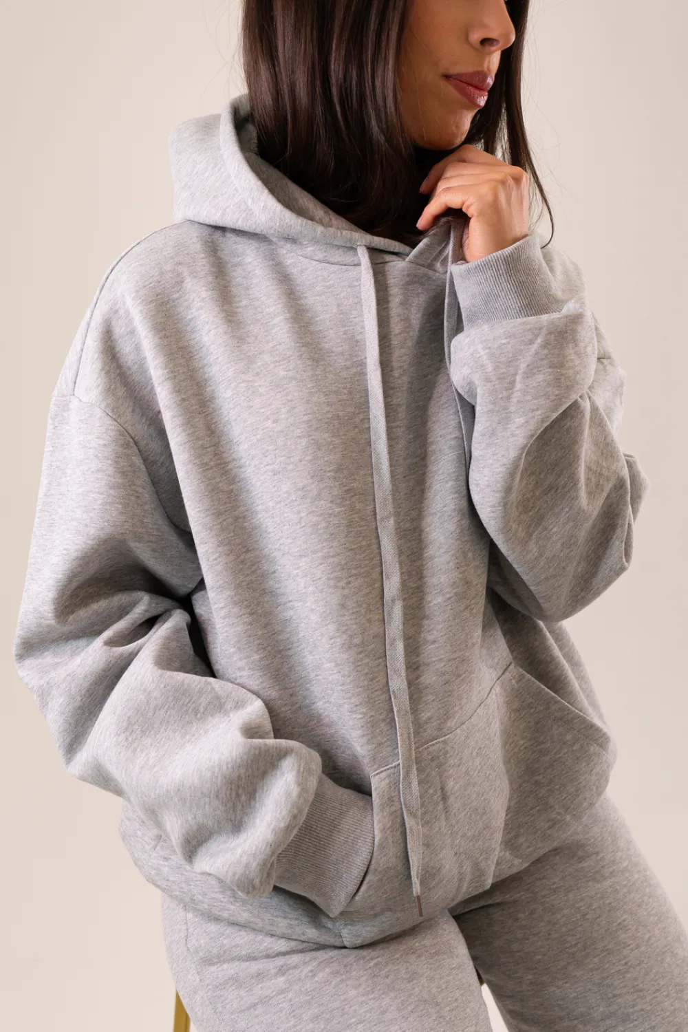 The Walk in Wardrobe Hoodies & Sweatshirts>Taylor Drawstring Hoodie In Light Grey