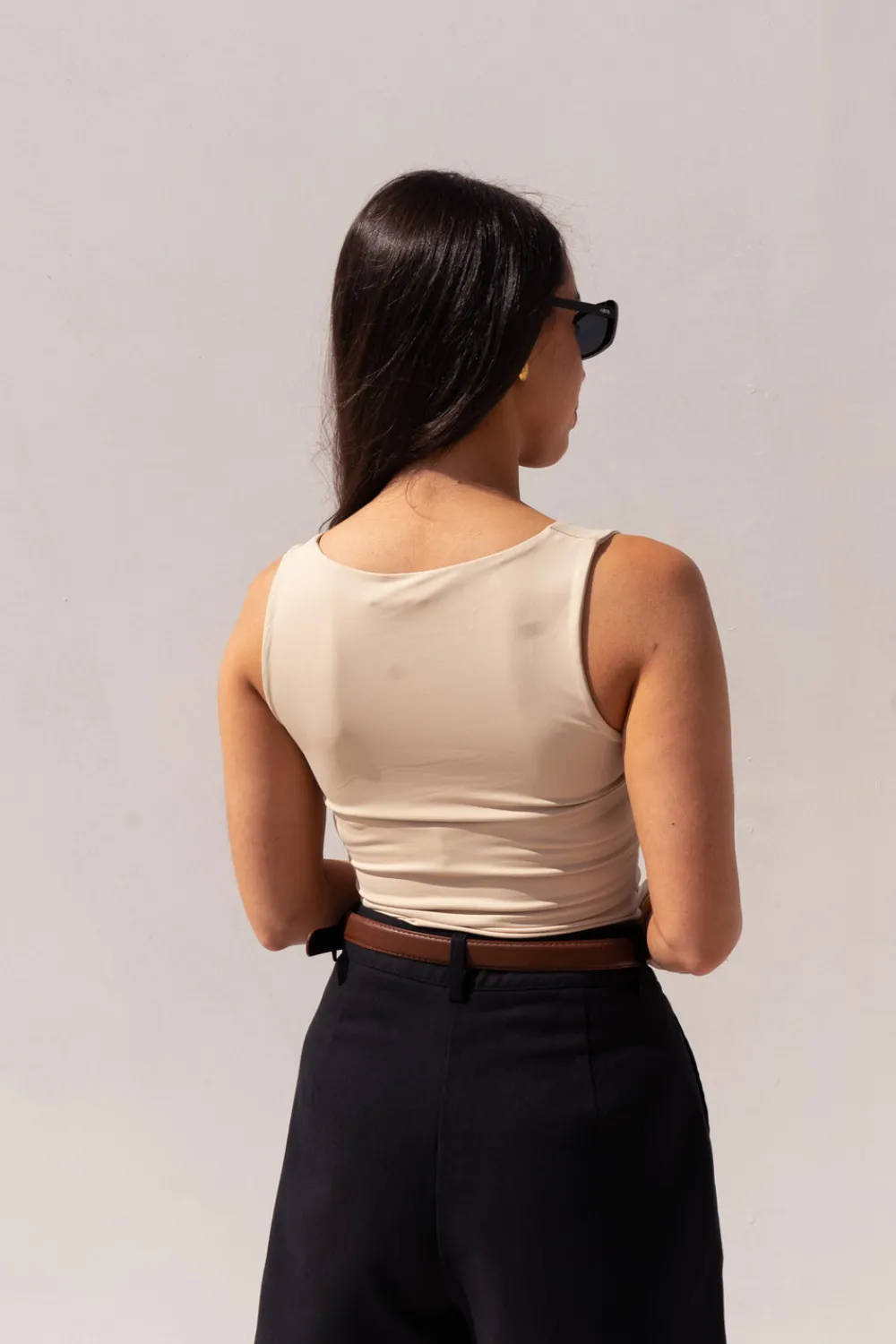 The Walk in Wardrobe Tops>Taylor Square Neck Vest Top In Black