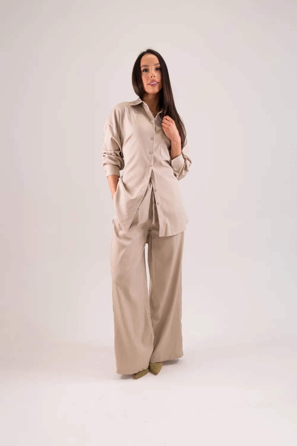 The Walk in Wardrobe Two-Piece>Willow Pinstripe Co-Ord In Neutral