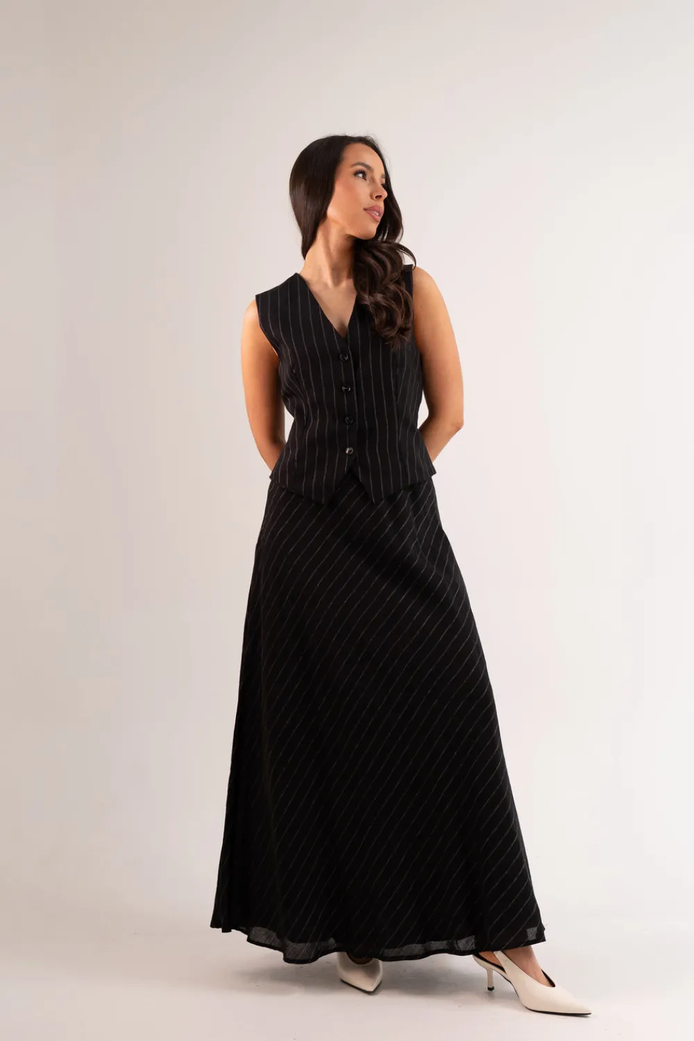 The Walk in Wardrobe Two-Piece>Willow Pinstripe Two Piece In Black