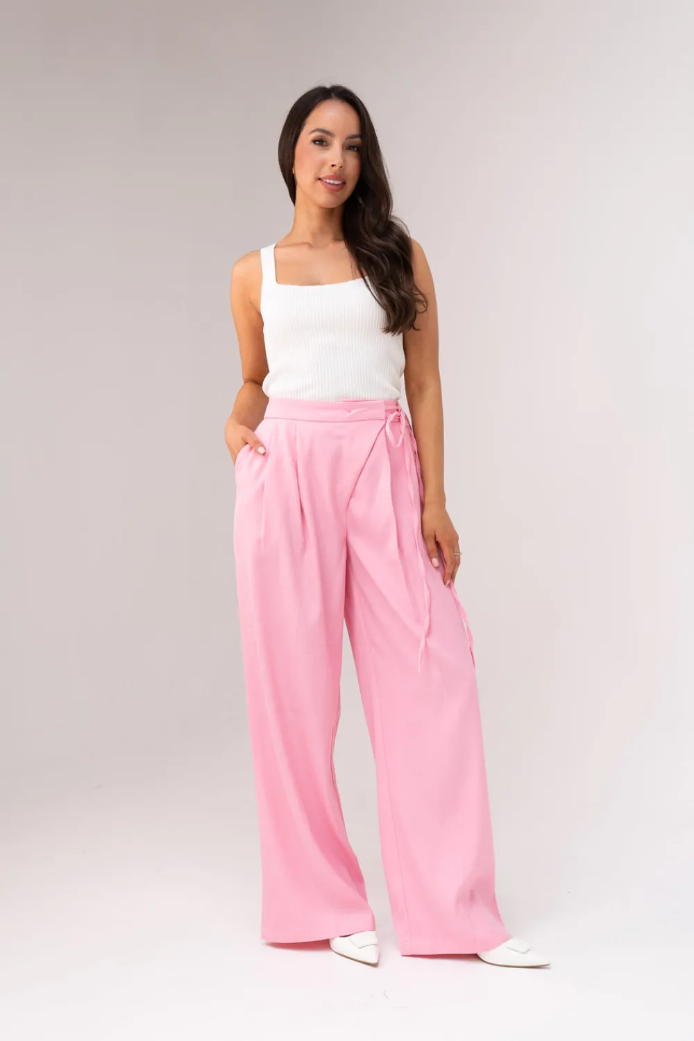 The Walk in Wardrobe Trousers>Willow Tie Waist Trousers In Pink