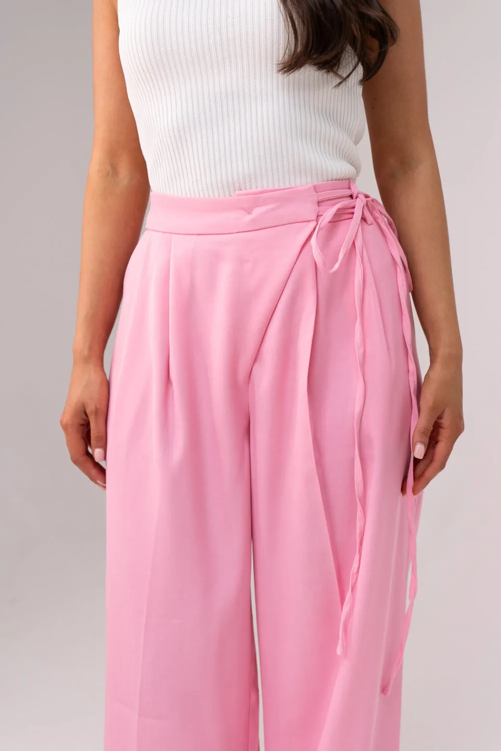 The Walk in Wardrobe Trousers>Willow Tie Waist Trousers In Pink