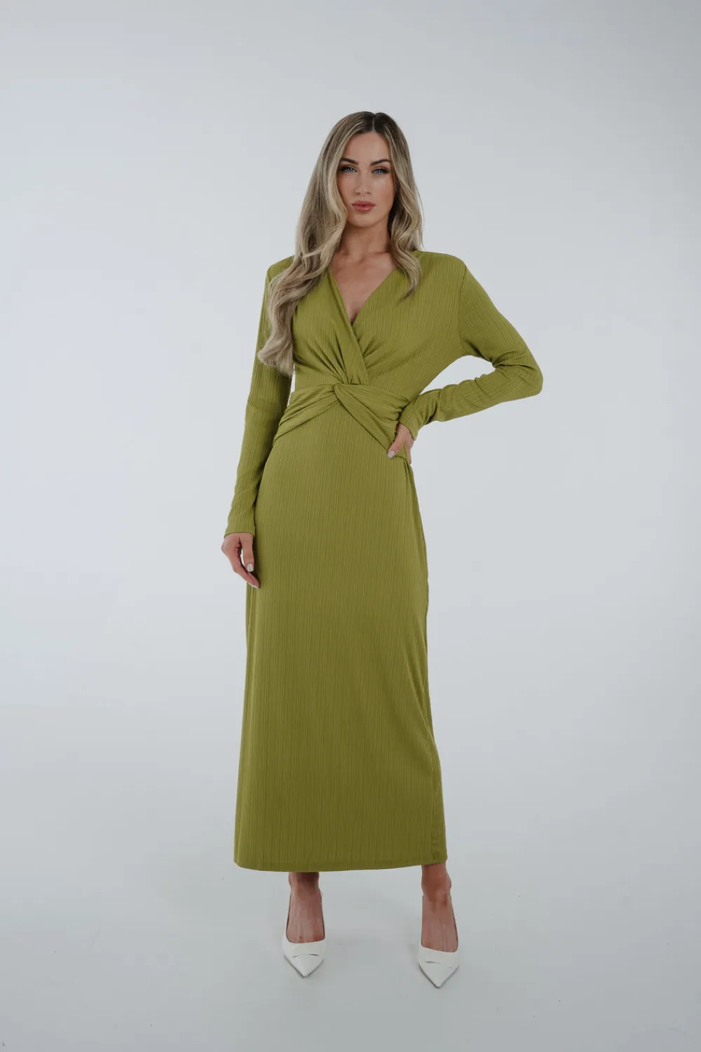 The Walk in Wardrobe Maxi Dresses>Willow Twist Front Maxi Dress In Green