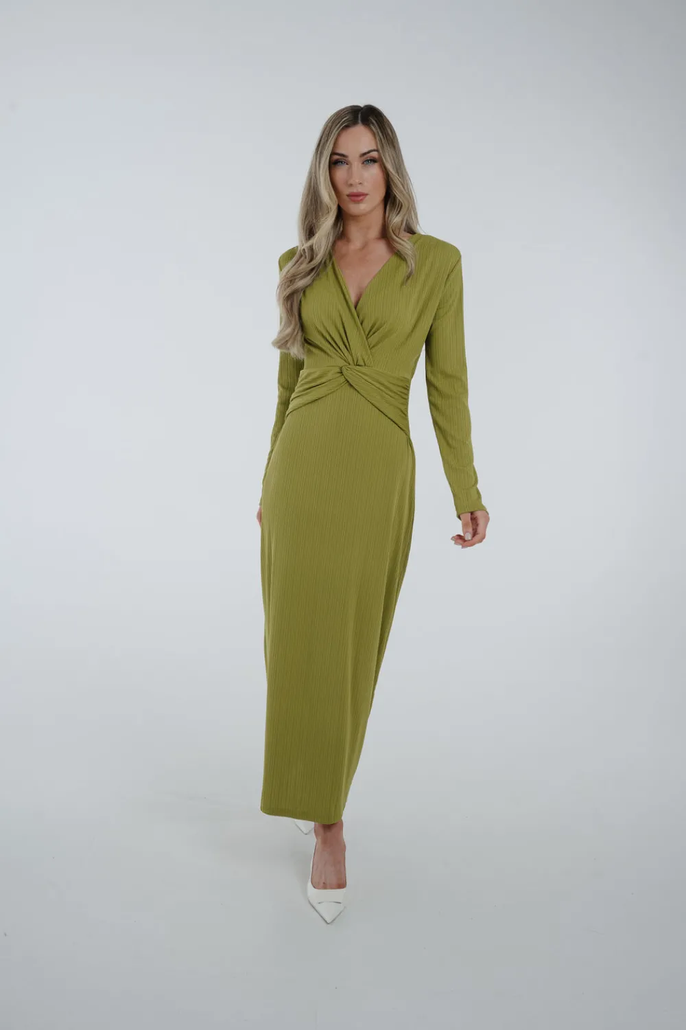 The Walk in Wardrobe Maxi Dresses>Willow Twist Front Maxi Dress In Green
