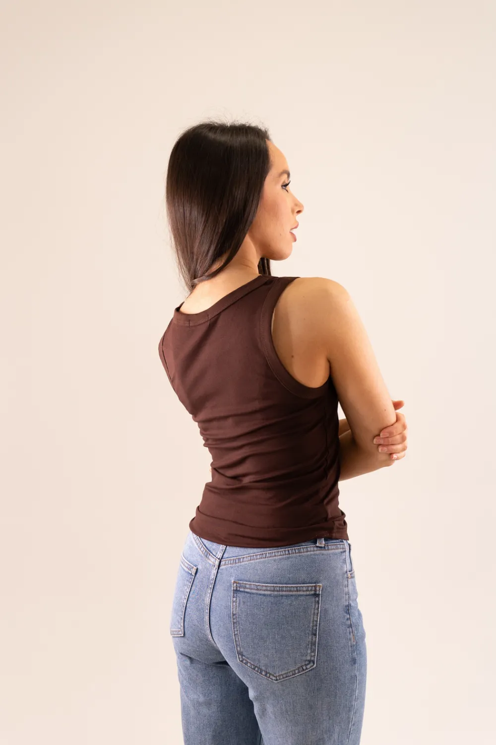 The Walk in Wardrobe Tops>Willow Vest Top In Chocolate