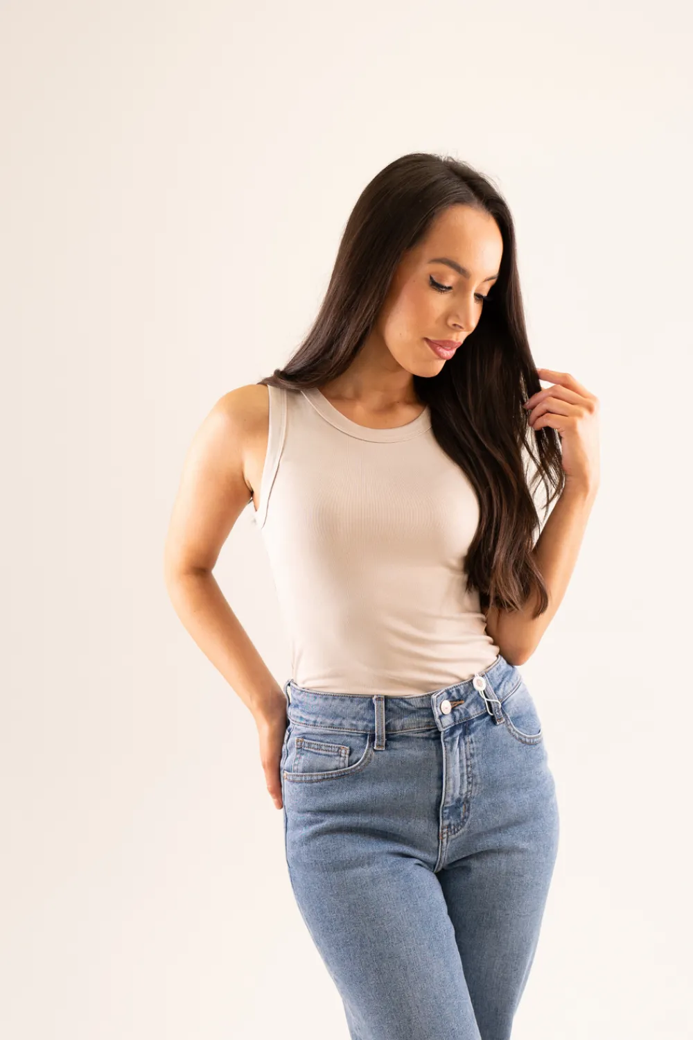 The Walk in Wardrobe Tops>Willow Vest Top In Taupe