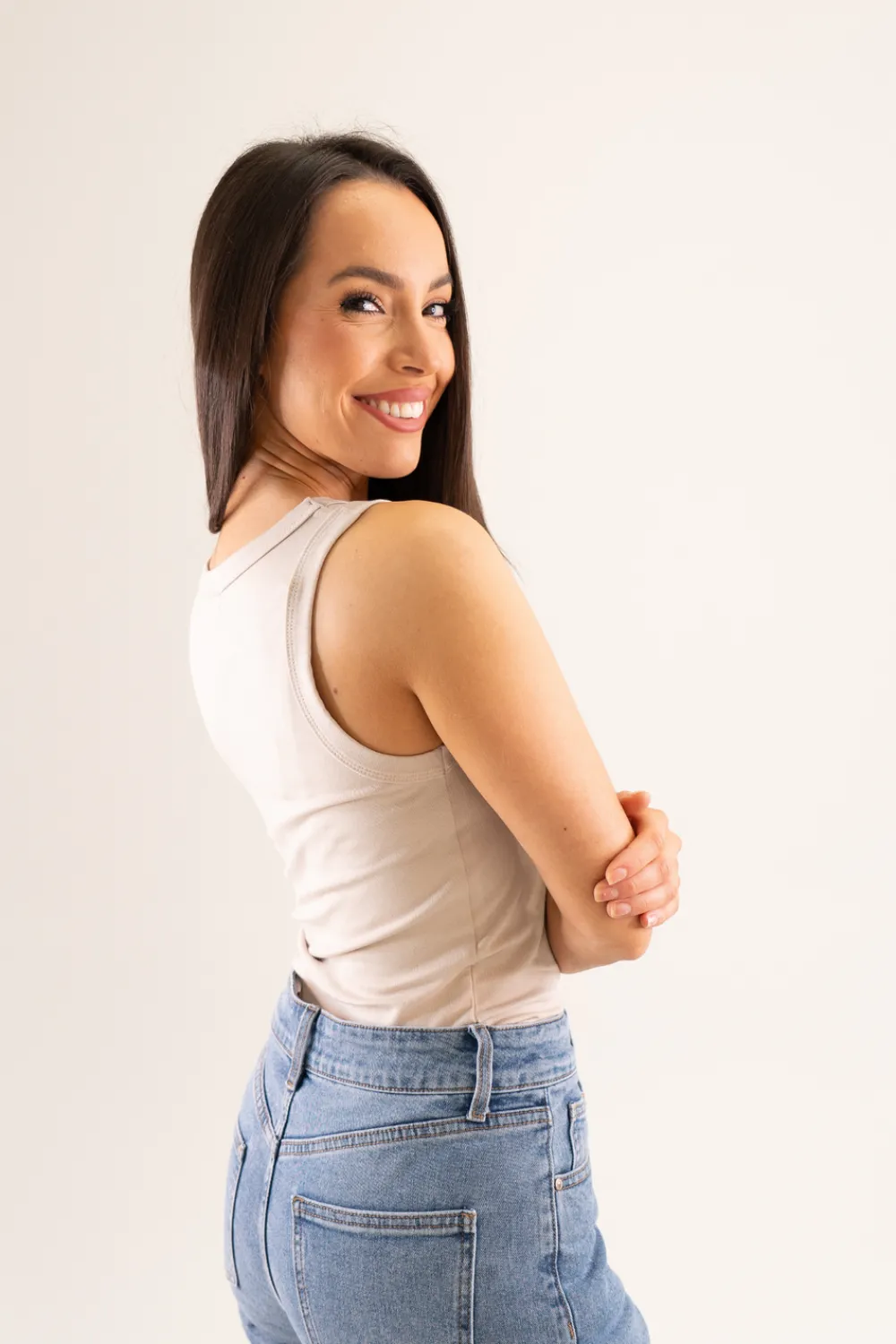 The Walk in Wardrobe Tops>Willow Vest Top In Taupe